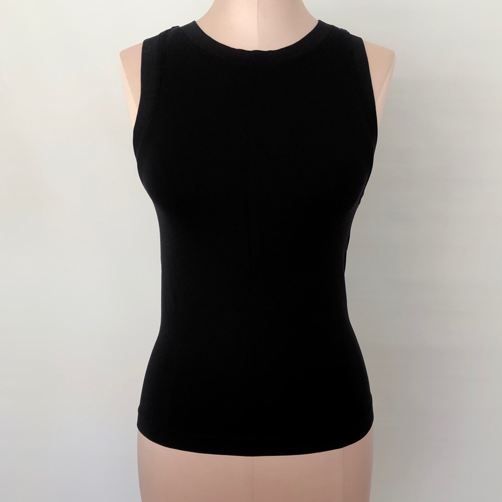 Sleeveless Minimalist Muscle Top Black Seamless Stretch Fitted Summer Tank Small